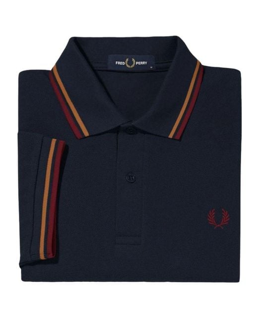 Fred Perry Blue M3600 Twin Tipped Polo Shirt for men