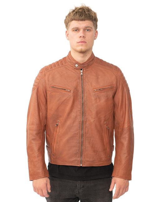 Infinity Leather Gray Quilted Biker Jacket for men