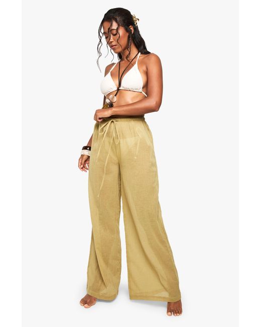 Boohoo Metallic Cheesecloth Beach Pants