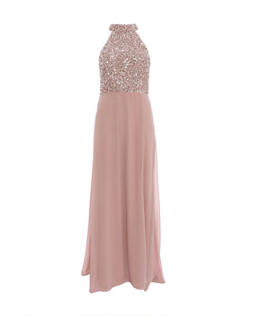 Quiz Pink Embellished Chiffon Maxi Dress
