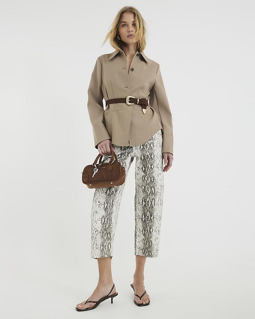 River Island Natural Culottes Denim Snake High Rise Cotton