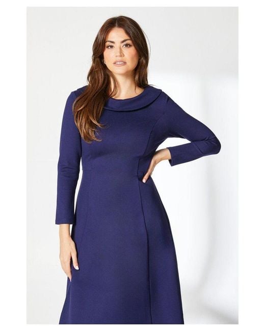 PRINCIPLES Shawl Collar Ponte Midi Dress in Blue Lyst UK