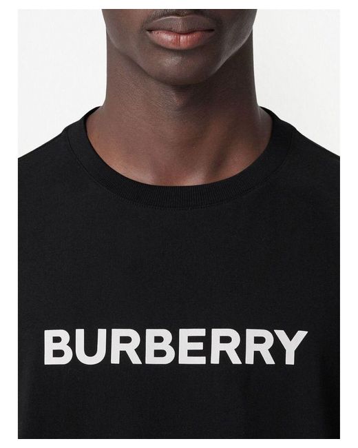 Burberry Harriston Merkprint Katoenjersey T-shirt Zwart in het Black voor heren