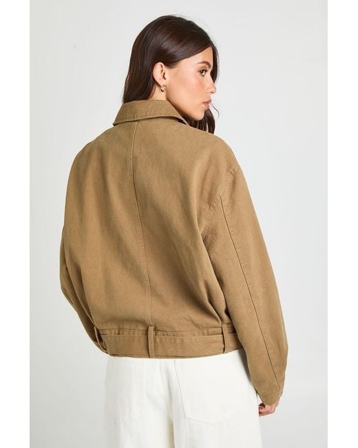 Boohoo Natural Belted Button Up Jacket