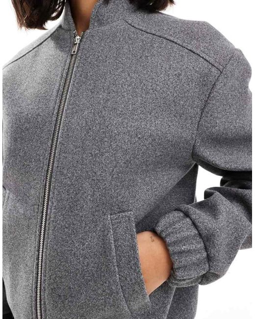 Miss Selfridge Gray Brushed Oversized Bomber