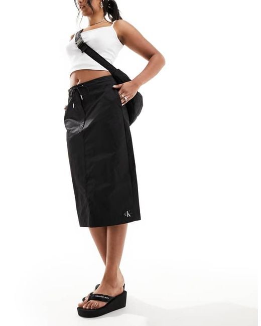 Calvin Klein Black Midi Parachute Skirt
