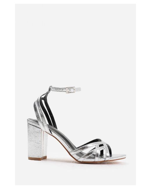Where's That From Metallic Wheres 'Erin' Mid Block Heel With Cross Over Strap Detailing