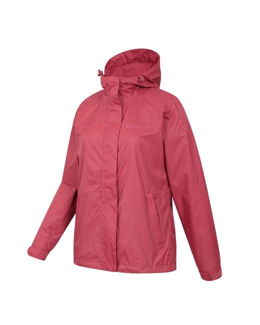 Mountain Warehouse Pink 'Torrent' Waterproof Jacket With Adjustable Hood & Cuffs Long Sleeve Trekking Raincoat