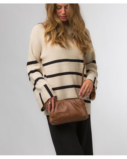 Pure Luxuries Brown 'Halsey' Nappa Leather Cross Body Clutch Bag