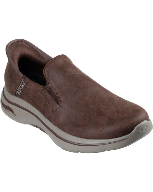 Skechers Go Walk Arch Fit 2.0 Quest Textile Herren Turnschuhe in Brown für Herren