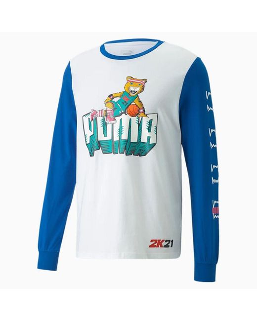 PUMA Blue X 2K Long Sleeve Crew Neck Cotton Top 532921 01 for men
