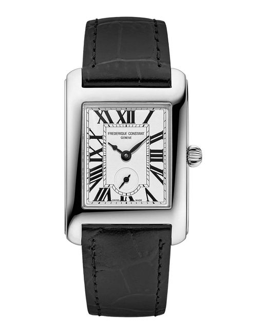 Frederique Constant Black Frédérique Classics Carree Small Seconds Watch Fc-235S2C6 Leather