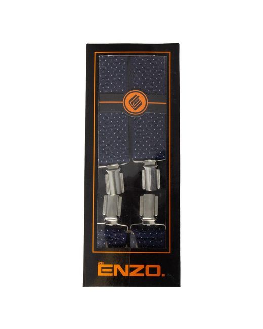 Enzo Blue Elasticated Polka Dot Braces for men