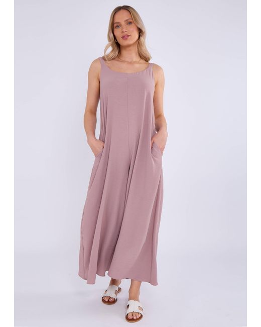 Gini London Purple Air Flow Strappy Wide Leg Jumpsuit