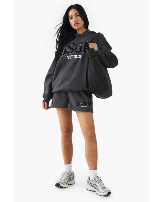 DSGN Studio Black Toweling Applique Sweat Short