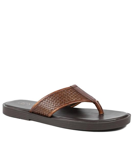Jones Bootmaker Brown Wallgate Premium Leather Toe Post Sandals for men