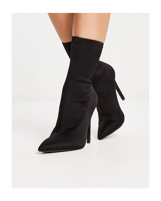 ASOS Black Wide Fit Eleanor High Heeled Sock Boots