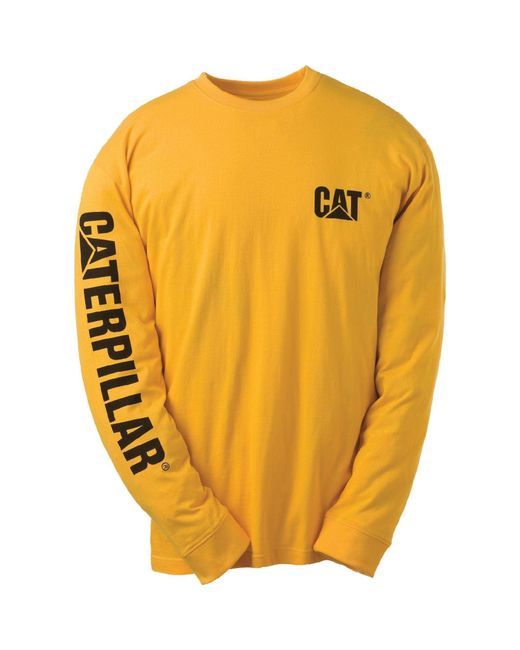 Caterpillar Metallic Trademark Banner Long Sleeve Cotton T-Shirt for men
