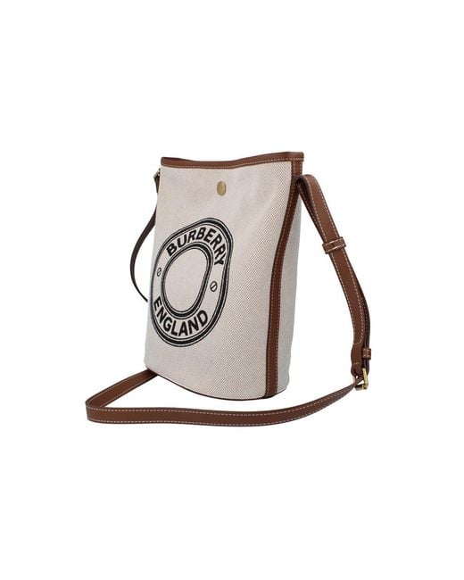 Burberry White Medium Canvas Bucket Bag