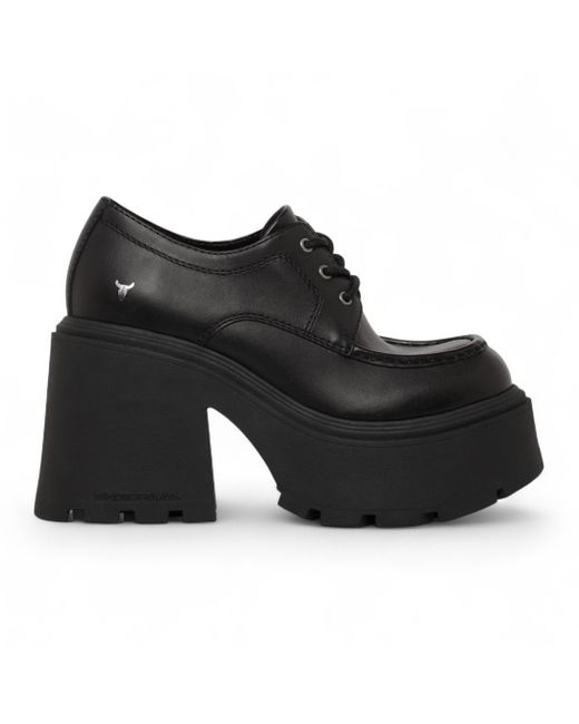 Windsor Smith Windsorsmith Dames Zwarte Leren Dikke Platform Veterschoenen in het Black