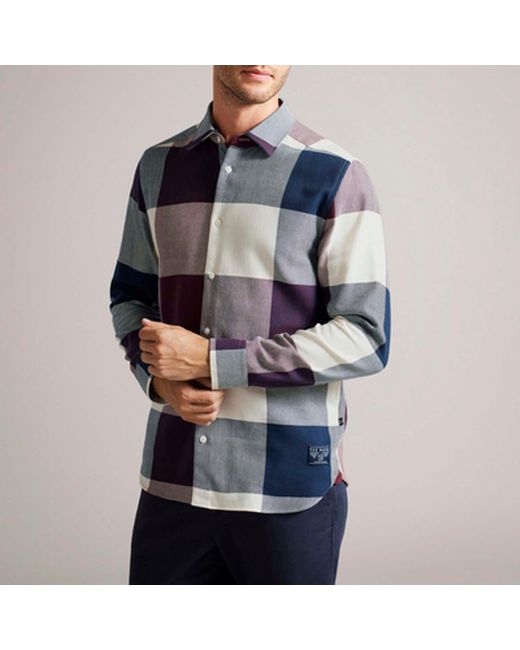 Ted Baker Blue Check Cotton Lyocell Shirt for men