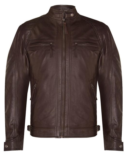 Infinity Leather Brown Rock Racing Quilted Biker Jacket for men