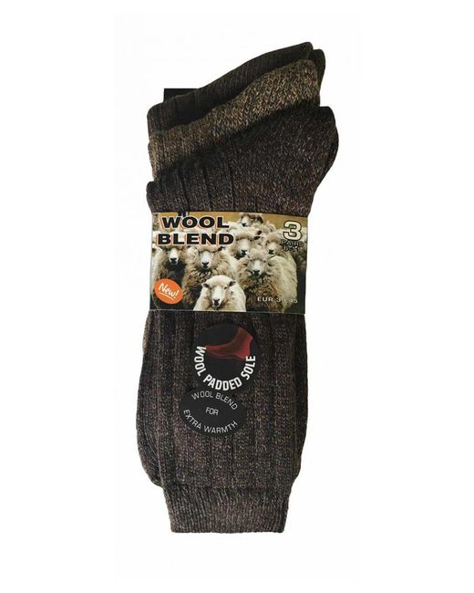 Sock Snob Black 3 Pairs Cushioned Sole Wool Blend Walking Hiking Socks For Boots for men