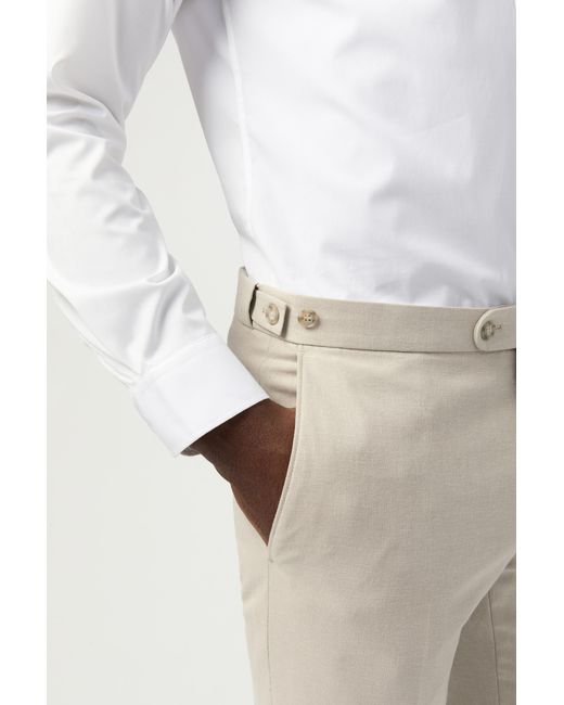 Alexandre Silver Label Natural Tailored Fit Stone Linen Trousers for men