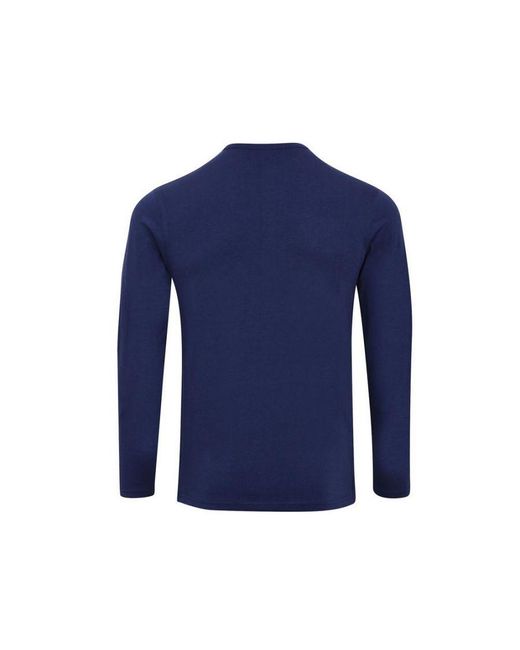 PREMIER Blue Long John Roll Sleeve T-Shirt () for men