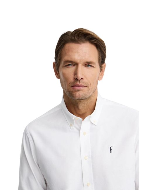 POLO CLUB White Long Sleeve Regular Fit Shirt Shirt-L-S21 for men