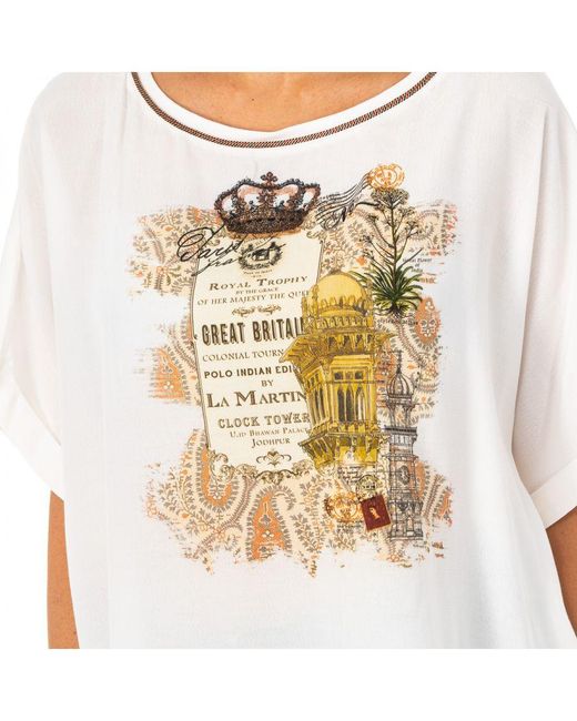 La Martina White Short Sleeve Round Neck T-Shirt Lwre32