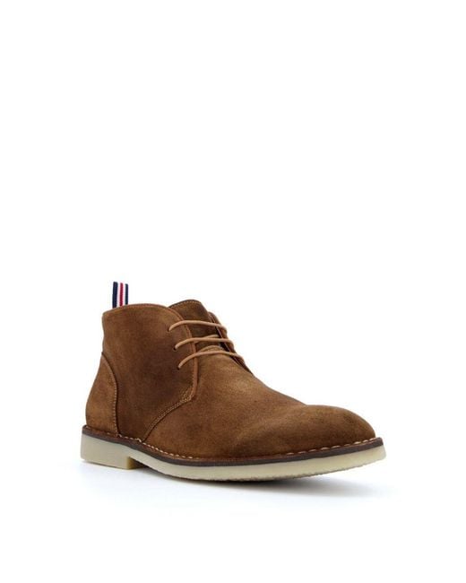 Dune Brown Cash Lace Up Desert Boots Suede for men