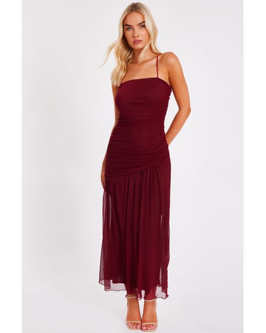fairy ethereal dress Burgundy Asymmetrical Drop Waist Valentina Midi Dress main image 0
