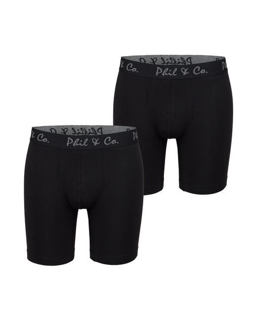 Phil & Co. Berlin Retro Boxer Long Boxer 2-Pack in Black für Herren