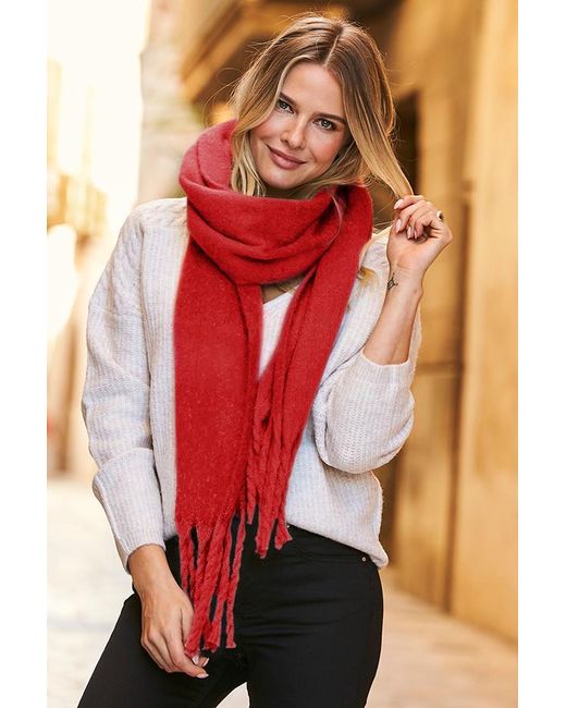 Sosandar Red Super Soft Scarf With Tassels