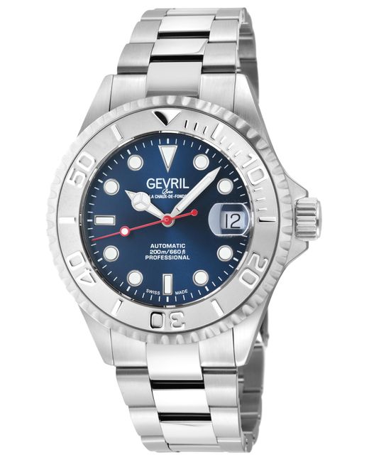 Gevril Gray Wall Street 4751B Swiss Automatic Sellita Sw200 316L Stainless Steel Case Dial Watch for men