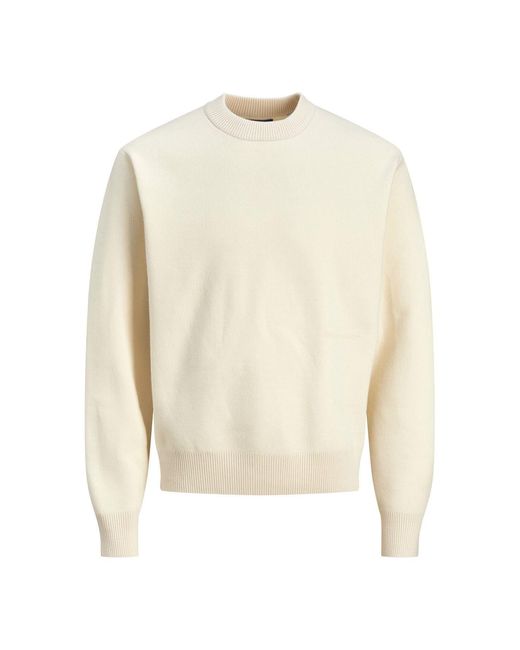 Jack & Jones White And Regular Fit Long Sleeve Crew Neck Sweater for men