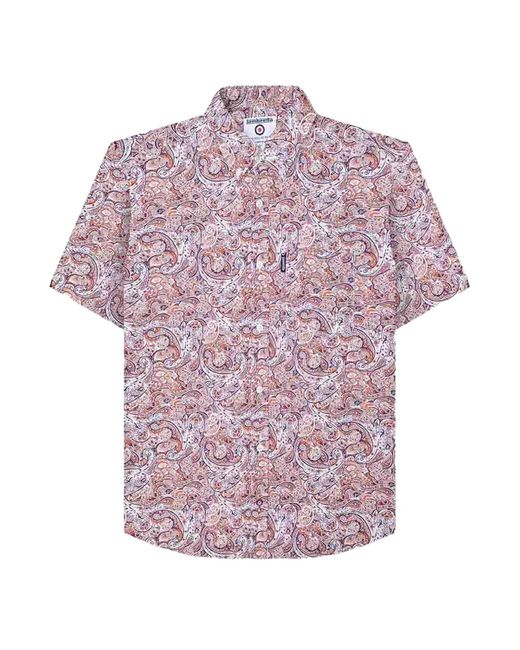 Lambretta Purple Paisley Short-Sleeved Shirt Cotton for men