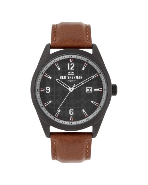 Ben Sherman Black S Analogue Classic Quartz Watch With Leather Strap Wb040tb for men