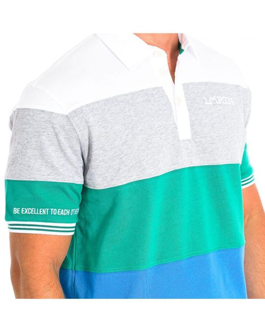 La Martina Blue Short Sleeve Polo Tmp016-Js303 for men