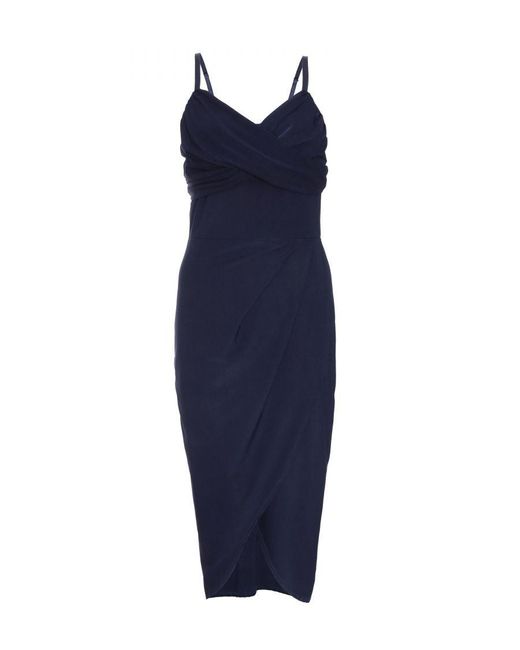 Quiz Blue Wrap Twist Front Midi Dress
