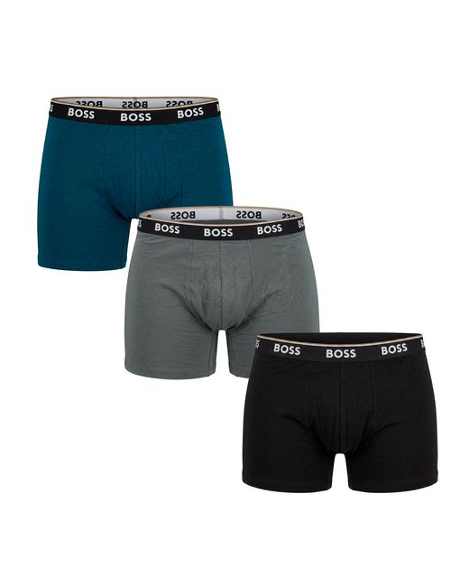 Boss Blue Pack Of 3 Long Elastic Cotton Boxers 50531691 for men
