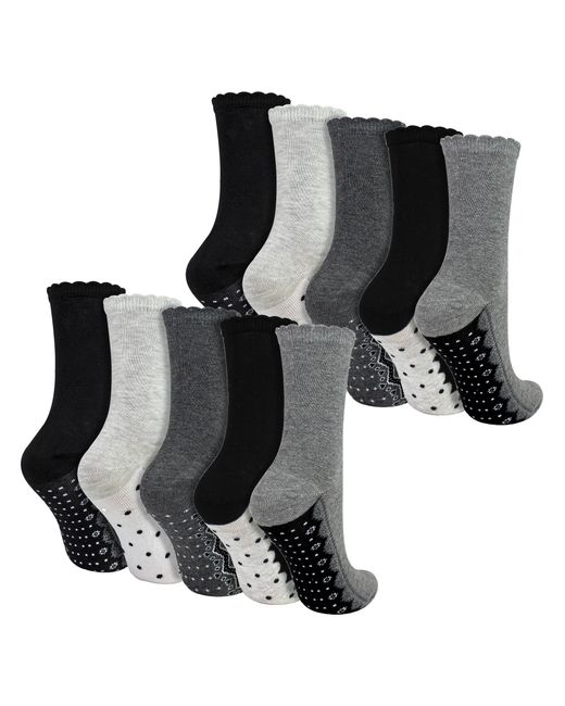 Sock Snob Black 10 Pairs Ladies Lace Effect Footbed Socks