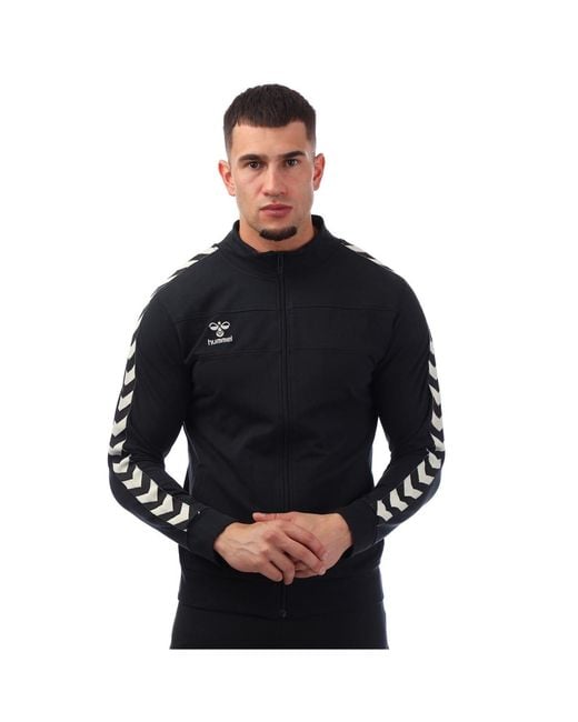Hummel Black Chevron Patterned Ribbed Cuff Track Jacket