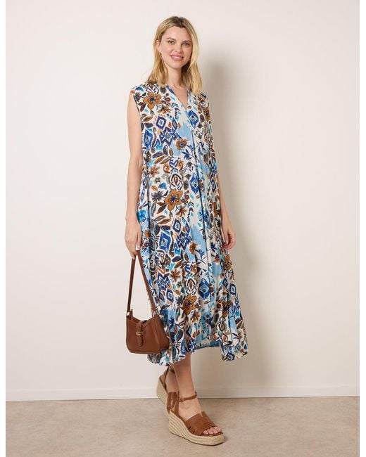 Blue Vanilla Blue V Neck Loose Fit Maxi Dress