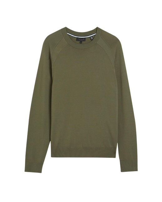 Ted Baker Green Mmk Maywo Ls Saddle Shoulder Crew Neck Jumper for men