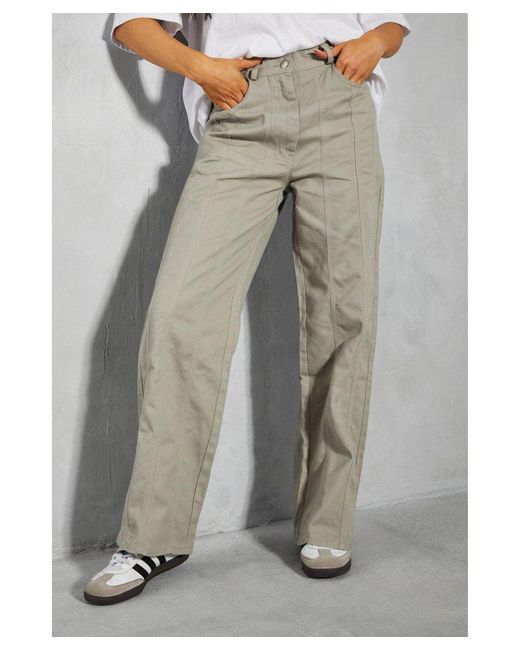 MissPap Gray High Waisted Multi Seam Detail Trouser
