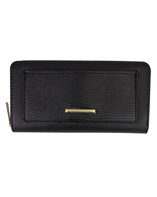 Black Moon Black Ladies Faux Leather Wallet Large Textured Purse With Metal Detail Organiser