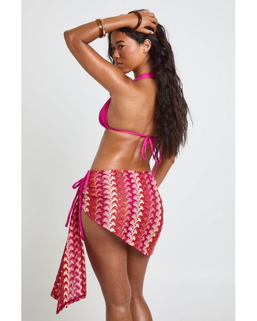Boohoo Red Knitted Knotted Sarong