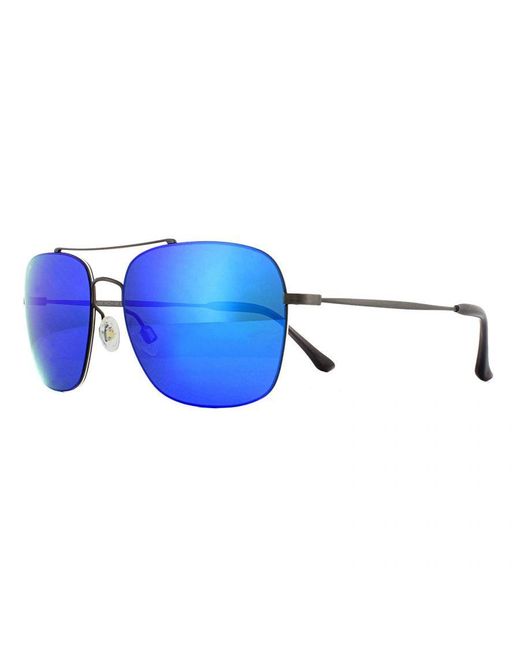 Maui Jim Blue Aviator Satin Dark Gunmetal Hawaii Polarized Sunglasses